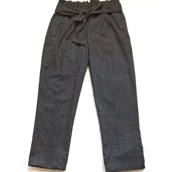 NWT GLEN CHECK PLAID PANT WITH SASH TIE BELT - Picture 2 of 5